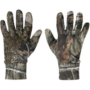Mossy Oak Camo Hunting Gloves -Cold Weather Fleece Hunting Gloves for Men - Stretch Material with Textured Palm Grip