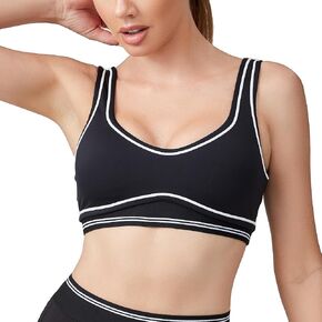 Move With You Women Sweetheart Padded Sports Bra- Workout Fitness Square Neck Low Back Yoga Bra