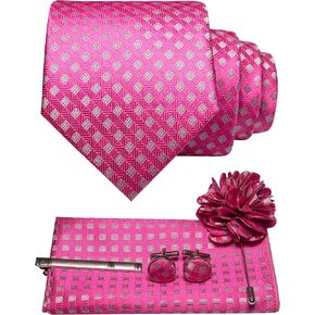 JEMYGINS Mens Tie and Pocket Square,Lapel Pin,Cufflinks,Tie Clip Sets with Gift Box 5PCS