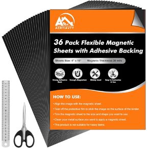 12 Packs Magnetic Sheets with Adhesive Backing 8.5x11 Inch Adhesive Magnetic Sheets for Dies Storage, Crafts - Flexible Magnetic Contact Paper Peel and Stick, Magnets Tape Strips with Adhesive Backing