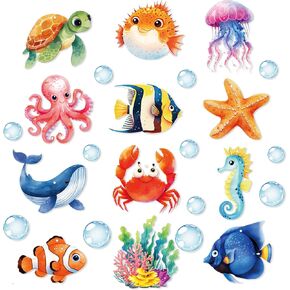 26 Pieces Sea Creature Cutouts Tropical Fish Cutouts Ocean Theme Classroom Decorations 12 Designs Ocean Theme Party for Bulletin Board School Classroom Party Decorations