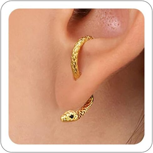 Snake Earrings for Women Gold Silver Snake Edgy Earring Unique Front Back Serpent Animal Earrings Grunge Goth Snake Earring Halloween Costume Jewelry Accessories in Kuwait