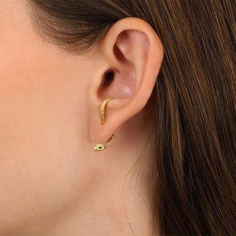 Snake Earrings for Women Gold Silver Snake Edgy Earring Unique Front Back Serpent Animal Earrings Grunge Goth Snake Earring Halloween Costume Jewelry Accessories in Kuwait