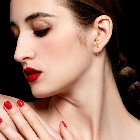 Snake Earrings for Women Gold Silver Snake Edgy Earring Unique Front Back Serpent Animal Earrings Grunge Goth Snake Earring Halloween Costume Jewelry Accessories in Kuwait