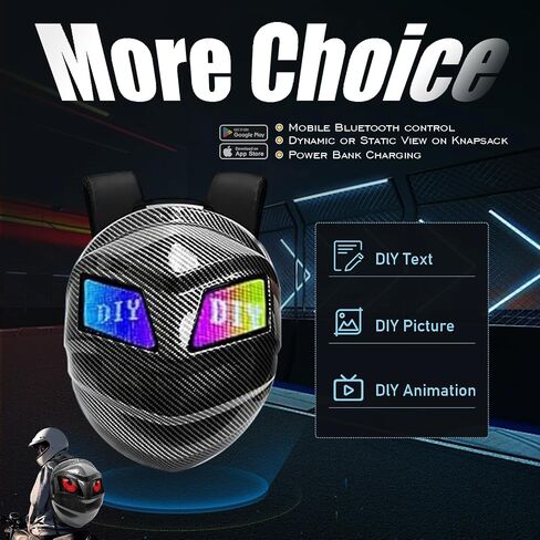 LED Backpack, LED Motorcycle Backpack with Programmable Full Color Screen, Waterproof Laptop Backpack for Men Women, Riding Travel Laptop Shoulder Bag (A-Black) in Saudi Arabia