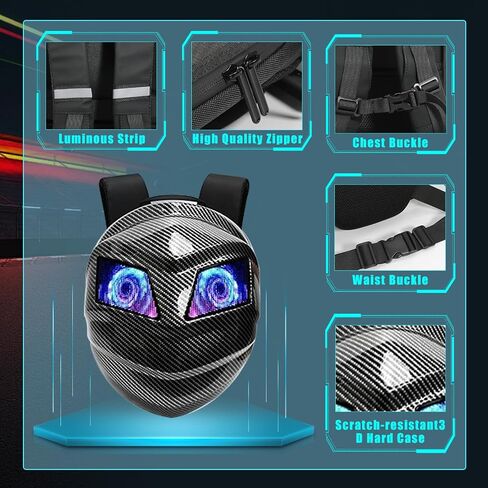 LED Backpack, LED Motorcycle Backpack with Programmable Full Color Screen, Waterproof Laptop Backpack for Men Women, Riding Travel Laptop Shoulder Bag (A-Black) in Saudi Arabia