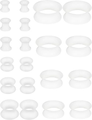 Silicone Ear Gauges Tunnels Plugs for Ears Women Men Earrings Black/Clear/White Size 4mm-20mm 6G-7/8In Double Gage Retainer Stretching Kit Starter Stretchers Expander in Kuwait