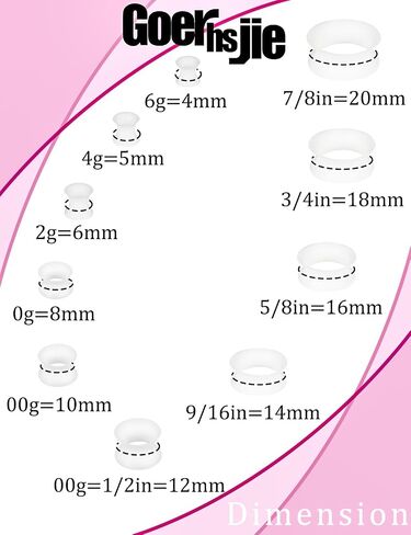 Silicone Ear Gauges Tunnels Plugs for Ears Women Men Earrings Black/Clear/White Size 4mm-20mm 6G-7/8In Double Gage Retainer Stretching Kit Starter Stretchers Expander in Kuwait