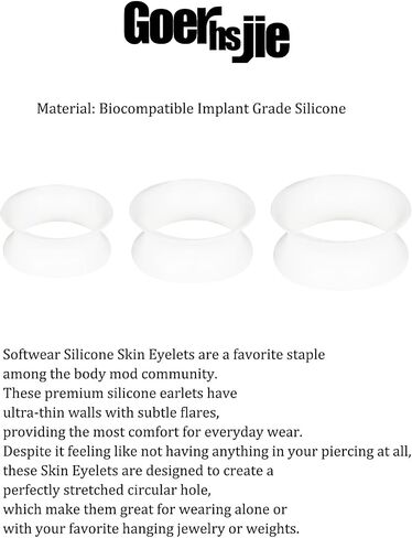 Silicone Ear Gauges Tunnels Plugs for Ears Women Men Earrings Black/Clear/White Size 4mm-20mm 6G-7/8In Double Gage Retainer Stretching Kit Starter Stretchers Expander in Kuwait
