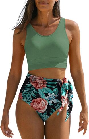 Dokotoo Womens 2 Piece Swimsuit Scoop Neck Sleeveless 2025 Tummy Control Tie Knot Bathing Suits in Saudi Arabia