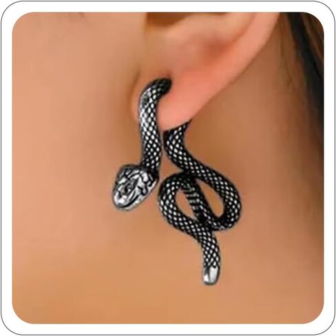 Snake Earrings for Women Gold Silver Snake Edgy Earring Unique Front Back Serpent Animal Earrings Grunge Goth Snake Earring Halloween Costume Jewelry Accessories in Kuwait