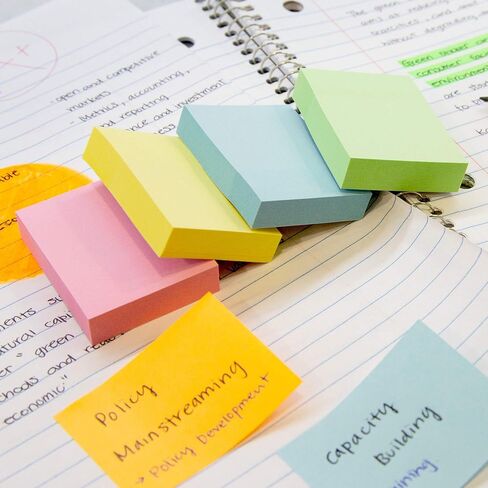 ملاحظات لاصقة من بازيك، 1.5×2، ملصقات ملونة متنوعة، ملاحظات ذاتية اللصق، وسادات مذكرة لاصقة ملونة، قابلة لإعادة التدوير (400 ورقة/عبوة)، عبوة واحدة in Kuwait