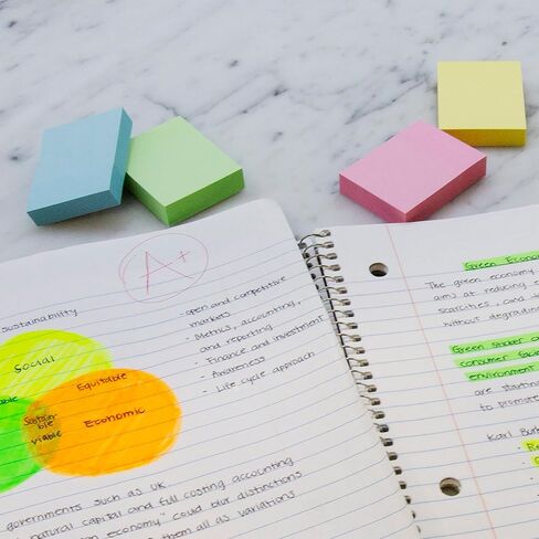 ملاحظات لاصقة من بازيك، 1.5×2، ملصقات ملونة متنوعة، ملاحظات ذاتية اللصق، وسادات مذكرة لاصقة ملونة، قابلة لإعادة التدوير (400 ورقة/عبوة)، عبوة واحدة in Kuwait