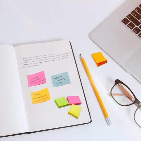 ملاحظات لاصقة من بازيك، 1.5×2، ملصقات ملونة متنوعة، ملاحظات ذاتية اللصق، وسادات مذكرة لاصقة ملونة، قابلة لإعادة التدوير (400 ورقة/عبوة)، عبوة واحدة in Kuwait