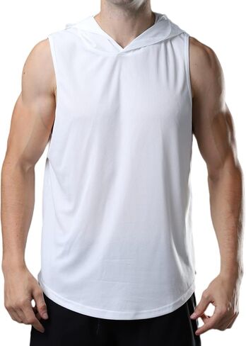 Men's Sleeveless Hoodie Quick Dry Muscle Gym Shirts Workout Hooded Tank Top in Saudi Arabia