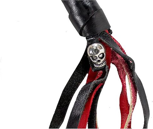 Dream Apparel 42" Leather Motorcycle Get Back Whip for Handlebar Fringed Biker Whip, Black and Red in Saudi Arabia