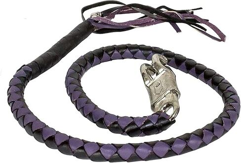 Dream Apparel 42" Leather Motorcycle Get Back Whip for Handlebar Fringed Biker Whip, Black and Red in Saudi Arabia