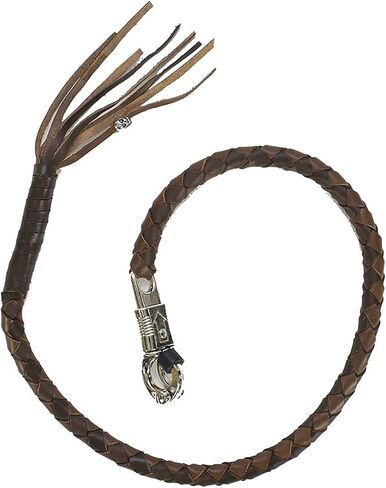 Dream Apparel 42" Leather Motorcycle Get Back Whip for Handlebar Fringed Biker Whip, Black and Red in Saudi Arabia