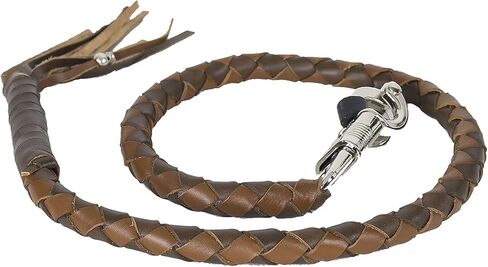 Dream Apparel 42" Leather Motorcycle Get Back Whip for Handlebar Fringed Biker Whip, Black and Red in Saudi Arabia