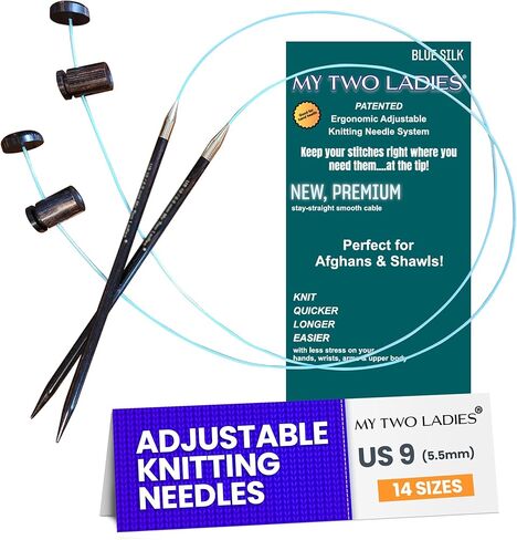 سيداتي | الحرير الأزرق | إبر الحياكة المريحة القابلة للتعديل | إبرة حياكة خشبية مقاس 7 بوصات | كابل دوار مقاوم للالتواء مقاس 24 بوصة - متماسكة بشكل أسرع وأطول وأسهل مع انخفاض ضغط اليد -US7 (4.5 مم) in Kuwait