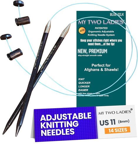 سيداتي | الحرير الأزرق | إبر الحياكة المريحة القابلة للتعديل | إبرة حياكة خشبية مقاس 7 بوصات | كابل دوار مقاوم للالتواء مقاس 24 بوصة - متماسكة بشكل أسرع وأطول وأسهل مع انخفاض ضغط اليد -US7 (4.5 مم) in Kuwait