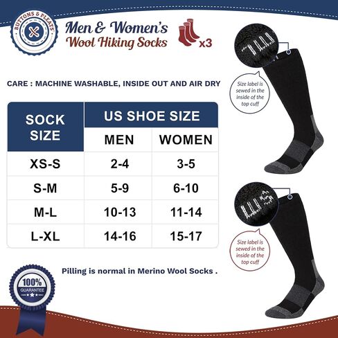 Buttons & Pleats Wool Socks for Men & Women Merino Thermal Warm Cozy Winter Boot Sock in Saudi Arabia