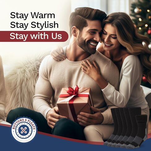 Buttons & Pleats Wool Socks for Men & Women Merino Thermal Warm Cozy Winter Boot Sock in Saudi Arabia
