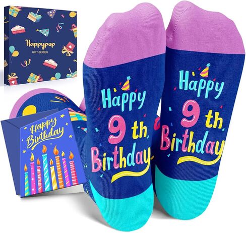 أفكار هدايا عيد الميلاد التاسع من HAPPYPOP للفتيات - جوارب للأطفال بعمر 9 سنوات، هدايا للأطفال بعمر 9 سنوات، هدايا بعمر تسع سنوات للفتيات والأولاد، صندوق هدايا عيد ميلاد مع بطاقة تهنئة in Saudi Arabia