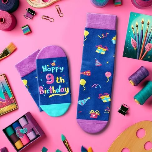 أفكار هدايا عيد الميلاد التاسع من HAPPYPOP للفتيات - جوارب للأطفال بعمر 9 سنوات، هدايا للأطفال بعمر 9 سنوات، هدايا بعمر تسع سنوات للفتيات والأولاد، صندوق هدايا عيد ميلاد مع بطاقة تهنئة in Saudi Arabia