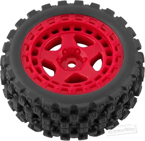 عجلات وإطارات RC لسيارة 1/18 Typhon Grom RC الزاحفة، عجلات عربات التي تجرها الدواب RC وإطارات مطاطية، إطارات شاحنات RC عجلات RC، 4 قطع، أحمر in Saudi Arabia