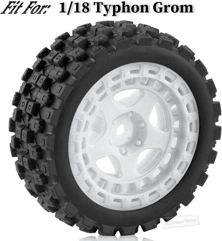 عجلات وإطارات RC لسيارة 1/18 Typhon Grom RC الزاحفة، عجلات عربات التي تجرها الدواب RC وإطارات مطاطية، إطارات شاحنات RC عجلات RC، 4 قطع، أحمر in Saudi Arabia