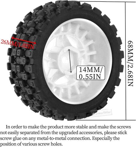 عجلات وإطارات RC لسيارة 1/18 Typhon Grom RC الزاحفة، عجلات عربات التي تجرها الدواب RC وإطارات مطاطية، إطارات شاحنات RC عجلات RC، 4 قطع، أحمر in Saudi Arabia