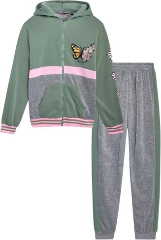 Coney Island Girls' Active Jogger Set - 2 Piece Zip-Up Fleece Hoodie and Joggers (Size: 7-12) in Saudi Arabia