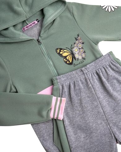 Coney Island Girls' Active Jogger Set - 2 Piece Zip-Up Fleece Hoodie and Joggers (Size: 7-12) in Saudi Arabia