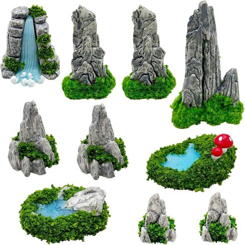 مجموعة حديقة خرافية مصغرة من 10 قطع من Woohome، زينة أحواض سباحة صغيرة للجبال وإكسسوارات حديقة مصغرة لتزيين بيت الدمى وديكور منزل النبات in Kuwait