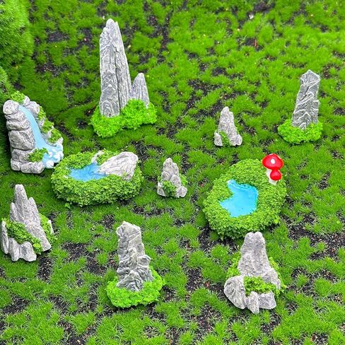 مجموعة حديقة خرافية مصغرة من 10 قطع من Woohome، زينة أحواض سباحة صغيرة للجبال وإكسسوارات حديقة مصغرة لتزيين بيت الدمى وديكور منزل النبات in Kuwait