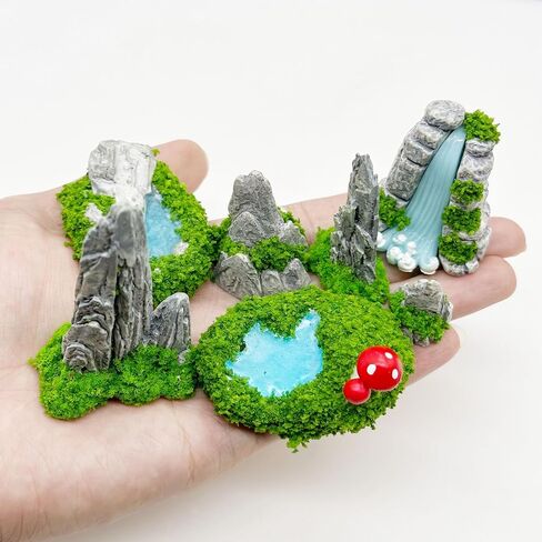 مجموعة حديقة خرافية مصغرة من 10 قطع من Woohome، زينة أحواض سباحة صغيرة للجبال وإكسسوارات حديقة مصغرة لتزيين بيت الدمى وديكور منزل النبات in Kuwait