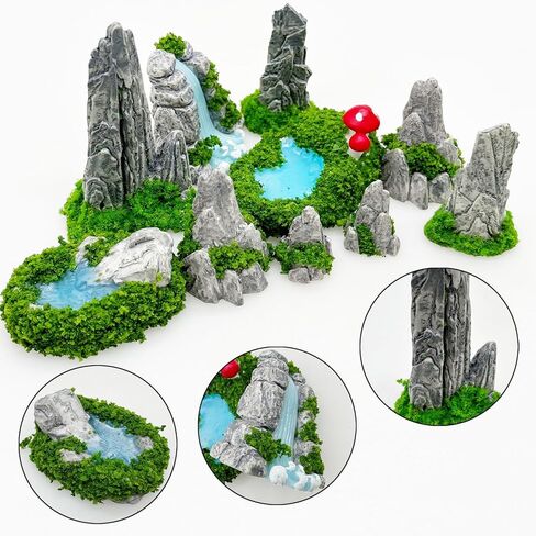 مجموعة حديقة خرافية مصغرة من 10 قطع من Woohome، زينة أحواض سباحة صغيرة للجبال وإكسسوارات حديقة مصغرة لتزيين بيت الدمى وديكور منزل النبات in Kuwait