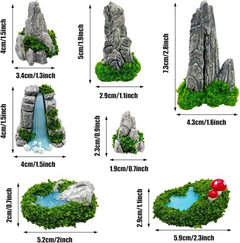 مجموعة حديقة خرافية مصغرة من 10 قطع من Woohome، زينة أحواض سباحة صغيرة للجبال وإكسسوارات حديقة مصغرة لتزيين بيت الدمى وديكور منزل النبات in Kuwait