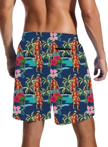 Mens Swim Trunks with Compression Liner Quick Dry Zipper Pocket Bathing in Saudi Arabia