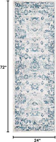 Rugs.com سجادة مجموعة تشارلستون - سجادة منخفضة الوبر بطول 6 أقدام باللون الأزرق الداكن مثالية للممرات والمداخل in Kuwait