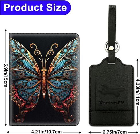 Passport Cover and Luggage Tag Set, PU Leather Passport Case Holder Travel Suitcase Tag,Travel RFID Blocking Passport Cover Passport Wallet with Elastic Band for Women Men, Dragon in Kuwait