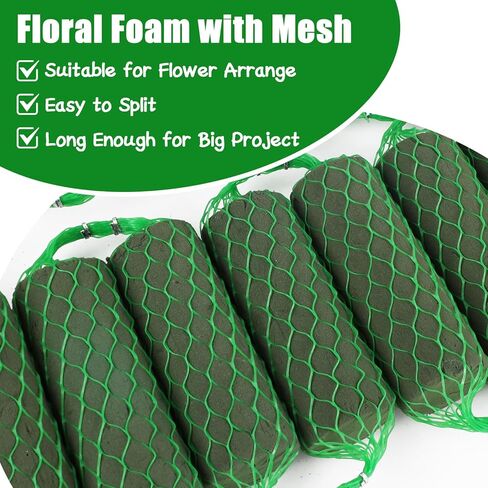 LOKIPA 9.2 قدم إكليل من الإسفنج الزهري، 14 قطعة من كتل الإسفنج الزهرية مجموعة امتصاص الزهور حامل قوس باب أخضر ترتيب إسفنجي من الزهور لتزيين حفلات الزفاف والحديقة (لفة واحدة من سلك الأزهار) in Kuwait