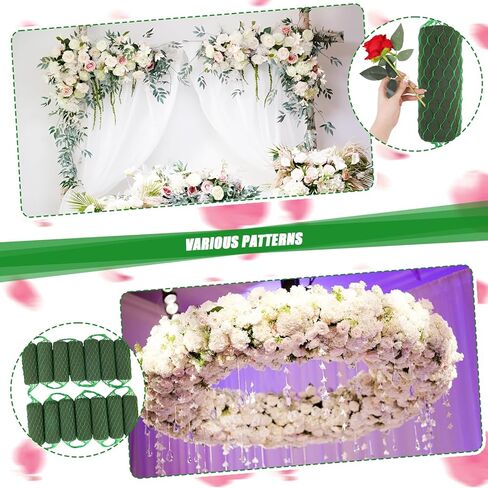 LOKIPA 9.2 قدم إكليل من الإسفنج الزهري، 14 قطعة من كتل الإسفنج الزهرية مجموعة امتصاص الزهور حامل قوس باب أخضر ترتيب إسفنجي من الزهور لتزيين حفلات الزفاف والحديقة (لفة واحدة من سلك الأزهار) in Kuwait