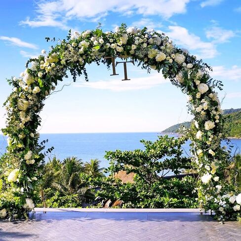 LOKIPA 9.2 قدم إكليل من الإسفنج الزهري، 14 قطعة من كتل الإسفنج الزهرية مجموعة امتصاص الزهور حامل قوس باب أخضر ترتيب إسفنجي من الزهور لتزيين حفلات الزفاف والحديقة (لفة واحدة من سلك الأزهار) in Kuwait