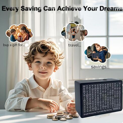 صندوق توفير المال الخشبي من Cash Vault، بنك العملات المعدنية الخنزير الخشبي، صندوق توفير نقدي لـ 10000 5000 3000 2000 1000 500 تحدي توفير المال، بنك المال للأطفال البالغين in Saudi Arabia