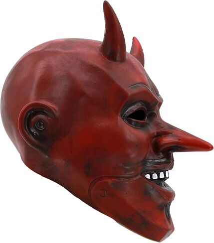 Halloween Scary Demon Mask and Gloves Latex Red Horns Headgear Realistic Paw Gloves Drss Up Cosplay Costume in Kuwait