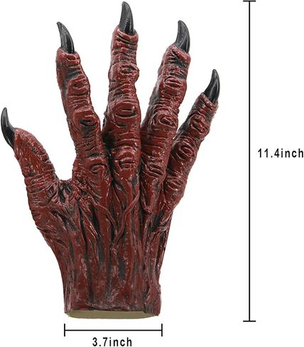 Halloween Scary Demon Mask and Gloves Latex Red Horns Headgear Realistic Paw Gloves Drss Up Cosplay Costume in Kuwait