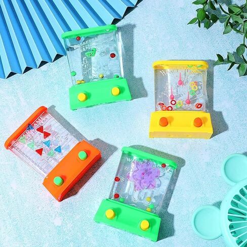 4 Pieces Handheld Water Games -Beach Water Table Water Ring Small Toys- Mini Arcade Retro Pastime Game - Fun Games for Teenagers - Need to add Water (4 PCS Classic Edition) in Kuwait