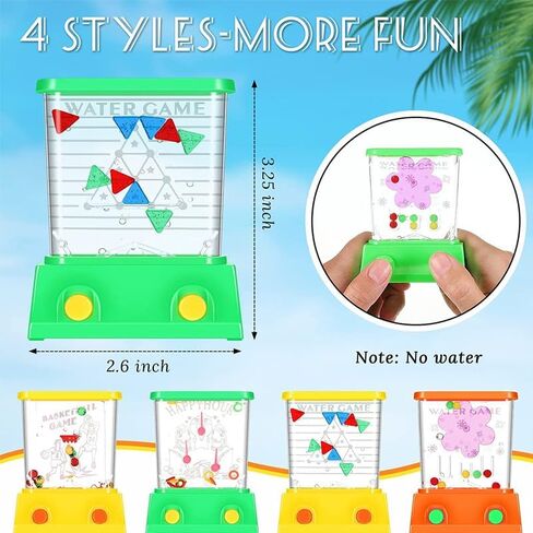 4 Pieces Handheld Water Games -Beach Water Table Water Ring Small Toys- Mini Arcade Retro Pastime Game - Fun Games for Teenagers - Need to add Water (4 PCS Classic Edition) in Kuwait